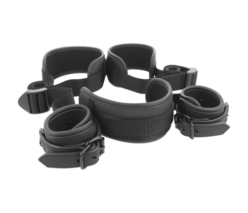 Fetish Submissive Neoprene-Lined Adjustable Restraint System Black