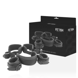 Fetish Submissive Neoprene-Lined Adjustable Restraint System Black