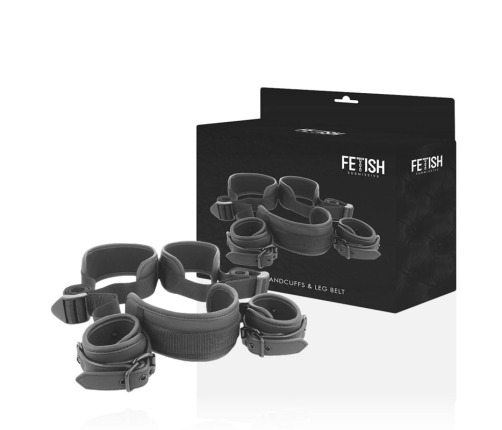 Fetish Submissive Neoprene-Lined Adjustable Restraint System Black