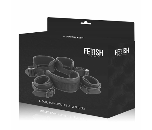 Fetish Submissive Neoprene-Lined Adjustable Restraint System Black
