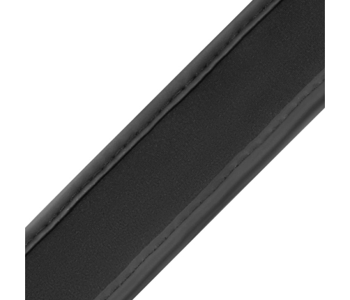 Fetish Submissive Vegan Leather Handcuffs with Handle, Adjustable, Black