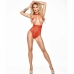 Me-Seduce Lucy Teddy Red S/M - Elegant Sheer Bodysuit with Neck Detail