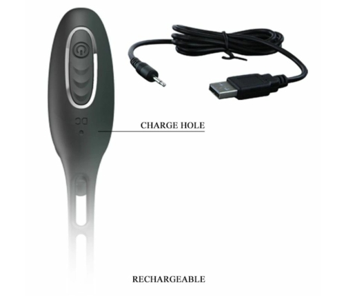 Pretty Love Vibrating Silicone Double Intimate Ring Set, Black, USB Rechargeable