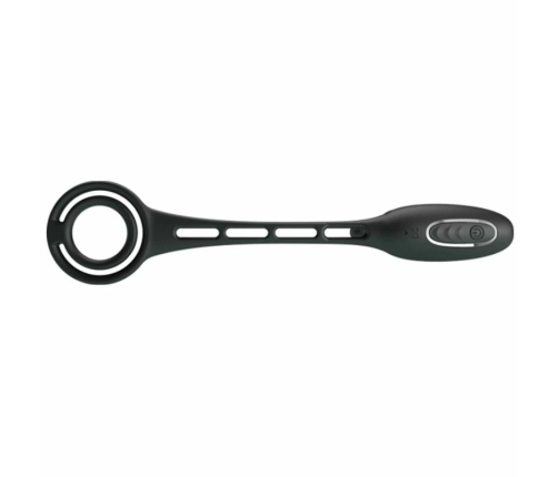 Pretty Love Vibrating Silicone Double Intimate Ring Set, Black, USB Rechargeable