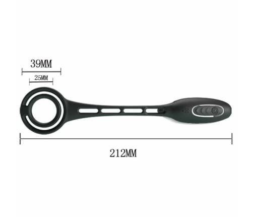 Pretty Love Vibrating Silicone Double Intimate Ring Set, Black, USB Rechargeable