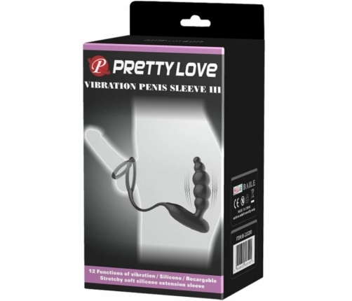 Pretty Love Vibrating Silicone Double Intimate Ring Set, Black, USB Rechargeable