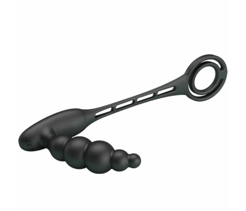 Pretty Love Vibrating Silicone Double Intimate Ring Set, Black, USB Rechargeable