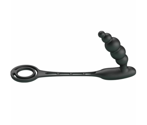 Pretty Love Vibrating Silicone Double Intimate Ring Set, Black, USB Rechargeable