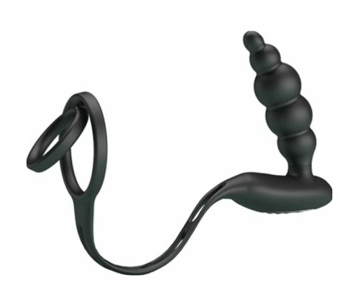 Pretty Love Vibrating Silicone Double Intimate Ring Set, Black, USB Rechargeable