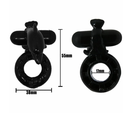 Baile Sweet Ring Black Silicone Intimate Ring with Dolphin Attachment