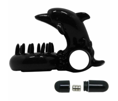 Baile Sweet Ring Black Silicone Intimate Ring with Dolphin Attachment