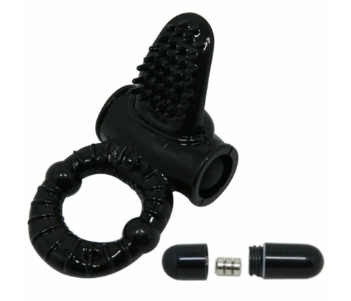 Baile Sweet Ring Black - Vibrating Silicone Intimate Ring with Rabbit Element