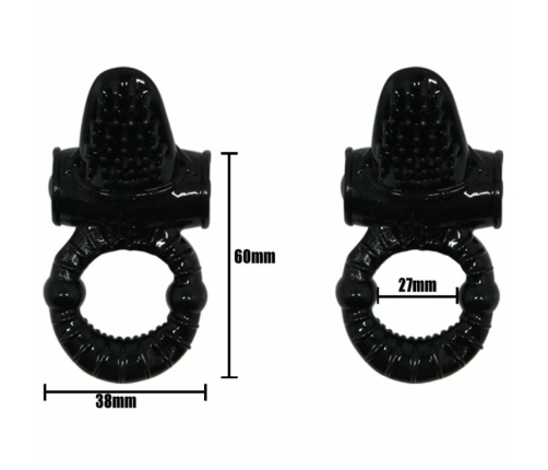 Baile Sweet Ring Black - Vibrating Silicone Intimate Ring with Rabbit Element
