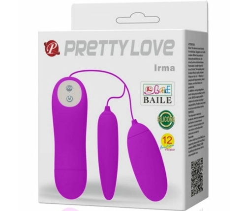 Pretty Love Irma Double Vibrating Egg Silicone Wireless 12 Modes Pink