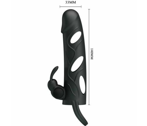 Pretty Love Silicone Extension Sleeve 14 cm Black with Vibration