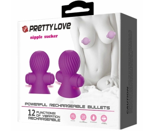 Pretty Love Nipple Stimulators 12M Lilac - Silicone, 12 Modes, USB