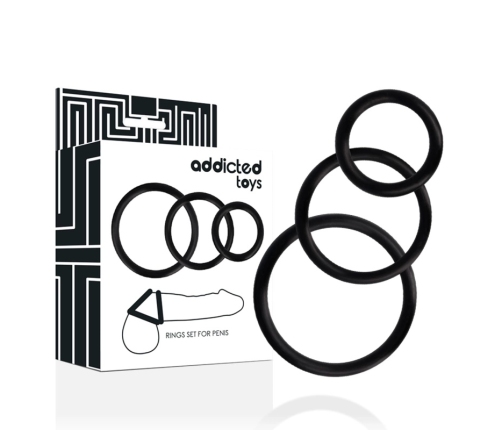 Addicted Toys Set of 3 Black Silicone Support Rings - S/M/L Sizes