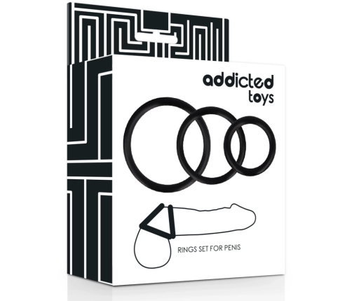 Addicted Toys Set of 3 Black Silicone Support Rings - S/M/L Sizes