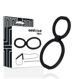 Addicted Toys Adjustable Dual Silicone Rings Flexible Black 3.8/5.8cm