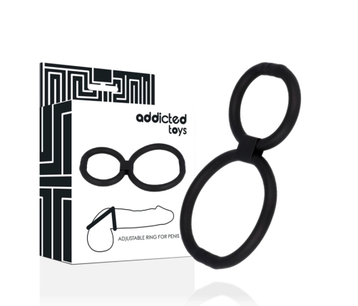 Addicted Toys Adjustable Dual Silicone Rings Flexible Black 3.8/5.8cm
