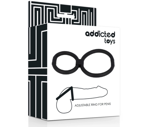 Addicted Toys Adjustable Dual Silicone Rings Flexible Black 3.8/5.8cm