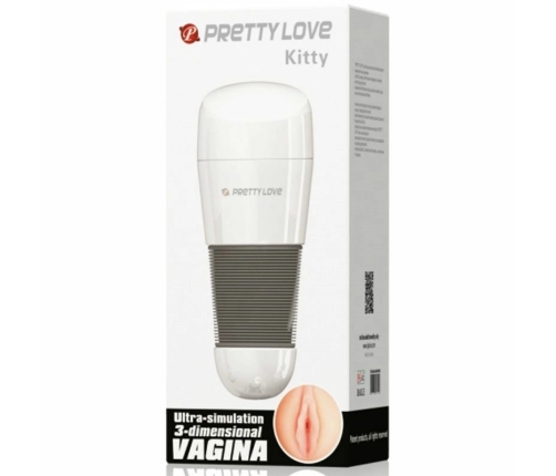 Pretty Love Kitty White Intimate Device with Textured Silicone Sleeve 21cm