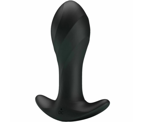 Pretty Love Black Silicone Anal Plug 12-Mode USB Rechargeable