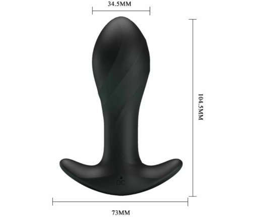Pretty Love Black Silicone Anal Plug 12-Mode USB Rechargeable