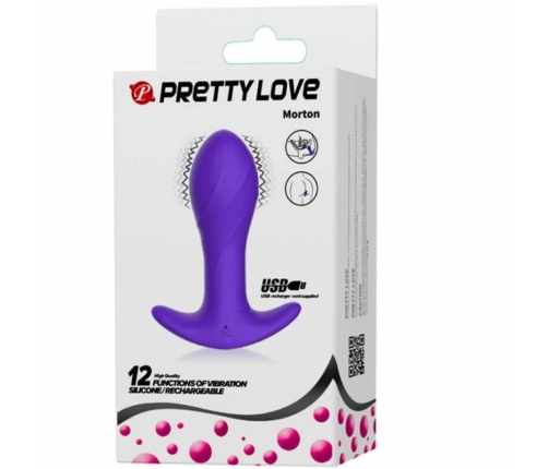 Pretty Love Lilac Vibrating Anal Plug Silicone USB Rechargeable 12 Modes