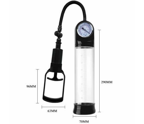 Pretty Love Erection Pump with Barometer - Manual Vacuum System, TPR Ring