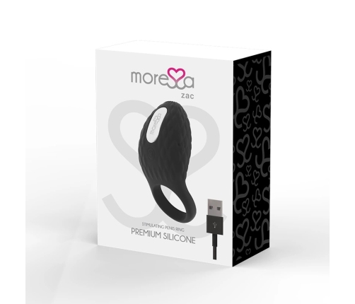 Moressa Zac Premium Rechargeable Vibrating Intimate Ring, Black, 7 Modes
