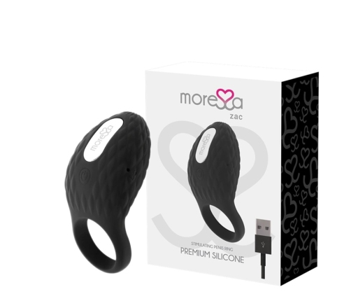 Moressa Zac Premium Rechargeable Vibrating Intimate Ring, Black, 7 Modes