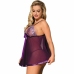 Subblime Babydoll L/XL Purple - Elegant Lingerie with Shiny Accents