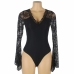 Subblime Teddy L/XL - Black Floral Lace Long Sleeve Bodysuit