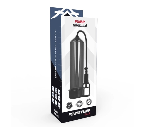 Pump Addicted RX7 Black Vacuum Fitness Device 24cm ABS Silicone