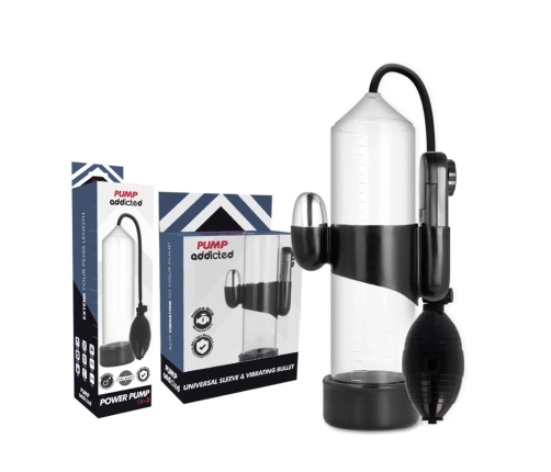 PUMP ADDICTED - BOMBA ERECCIÓN RX3 TRANSPARENTE CON VIBRADOR