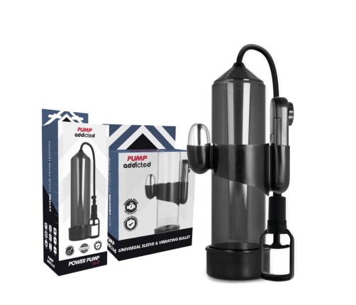 PUMP ADDICTED - BOMBA ERECCIÓN RX7 NEGRO CON VIBRADOR