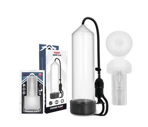 PUMP ADDICTED - BOMBA ERECCIÓN RX5 TRANSPARENTE CON MASTURBADOR