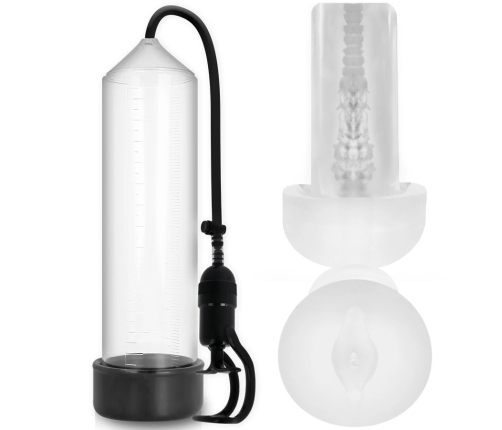 PUMP ADDICTED - BOMBA ERECCIÓN RX5 TRANSPARENTE CON MASTURBADOR