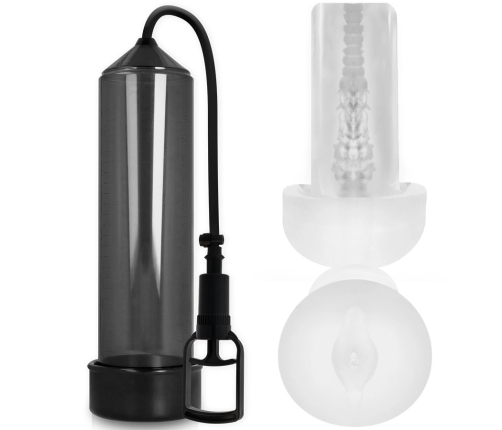Pump Addicted RX7 Black Vacuum System with Stimulation Sleeve 24cm
