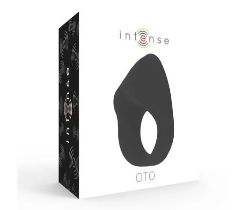 INTENSE OTO Black Silicone Rechargeable Stimulation Ring, 20 Modes, Waterproof