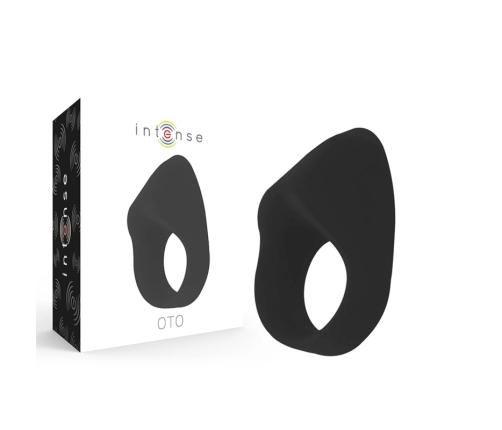 INTENSE OTO Black Silicone Rechargeable Stimulation Ring, 20 Modes, Waterproof