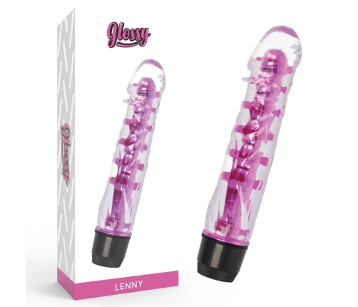 Glossy Lenny Pink - TPE Waterproof Intimate Device, 14 cm