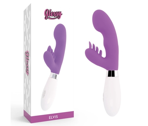 Glossy Elvi Dual Motor Silicone Massager 10 Modes Purple 12cm