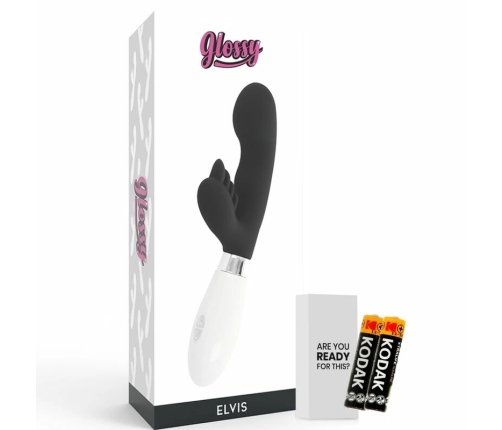 Glossy Elvi Intimate Dual-Motor Silicone Massager Black 12cm