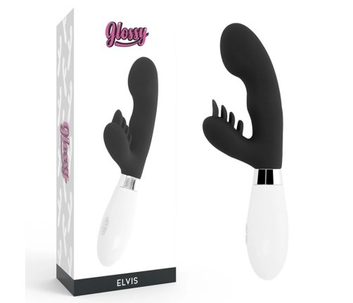 Glossy Elvi Intimate Dual-Motor Silicone Massager Black 12cm