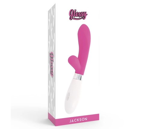 Glossy Jackson Rabbit Pink Silicone Dual Motor Massager 12cm
