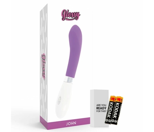Glossy John Intimate Device Purple - 10 Modes, 12 cm, Silicone, Waterproof