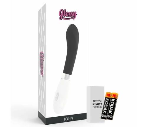 GLOSSY John Curve Black - Intimate Silicone Vibration Device 12cm