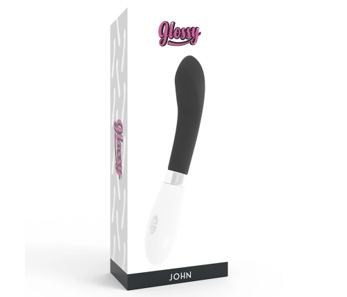 GLOSSY John Curve Black - Intimate Silicone Vibration Device 12cm